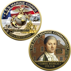 USMC 250th Anniversary Challenge Coin (1.77 Inch) – Double-Sided Collectible M - Picture 1 of 6