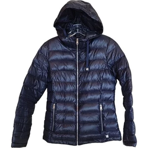 Andrew Marc Packable Lightweight Premium Down Jacket Women's XS Blue Silver Zip - Picture 1 of 9