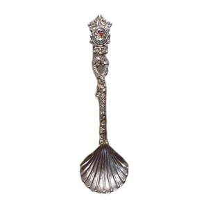 Vintage Manchester Vermont Souvenir Spoon Micro Mosaic Flower Shell Shape Italy - Picture 1 of 9