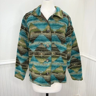 Chaqueta RoughRider by Circle T Talla M Western Southwest Rodeo Vaquera Marrón Verde azulado Foto 1 de 4