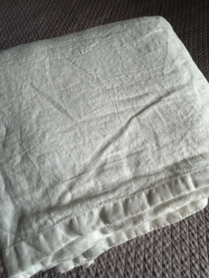 West Elm European Flax Linen Duvet Cover White F/Q 88 x 92 - Image 1 of 4