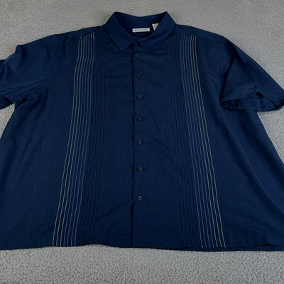 Cubavera Shirt Mens 3X Blue Embroidered Front Panels Button Short Sleeve - Image 1 of 4
