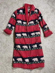 VTG TJ Lawford Turkish Towel Robe Terrycloth Polar Bears Snow Winter Unisex Med. - Picture 1 of 10