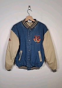 Chaqueta de bombardero universitaria vintage años 90 The Disney Store Tigger Snap de mezclilla pequeña - Imagen 1 de 13