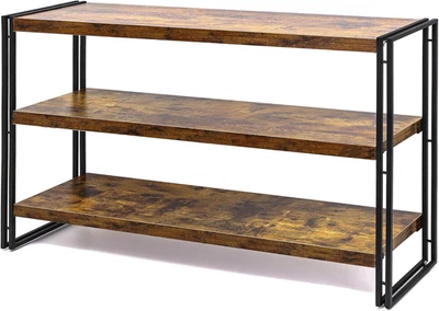 3-Tier Rustic Wood and Metal Industrial Bookcase - 40In, for Home Office, Bedroo - Image 1 of 4