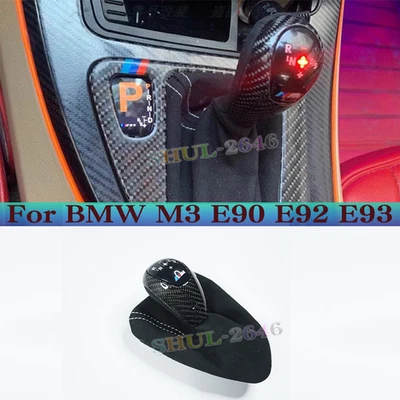 Repuesto de cabezal de cambio de perilla de cambio de fibra de carbono real para BMW E92 E93 E90 M3 1 pieza Foto 1 de 4