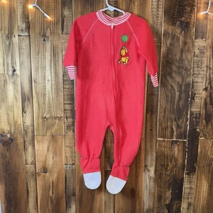 Pigiama vintage rosso Winnie The Pooh pigiama piedini taglia 3T zip Disney pile - Foto 1 di 10