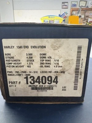 JE, Harley Davidson, 3,508 pulgadas Diámetro, 2 cilindros Kit pistón pieza #134094 Foto 1 de 4