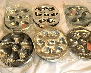 Letang Remy Oyster Plate Dish Lot Of 6 Stainless Steel France - Picture 1 of 14