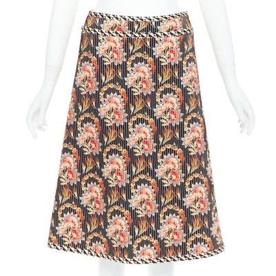 OSCAR DE LA RENTA 2019 multicolor 100% silk floral print quilted skirt US0 XS - Image 1 of 4