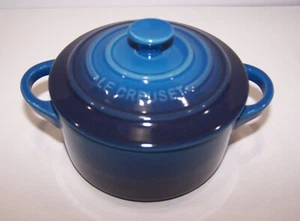 Le Creuset 8 Oz Petite Round Casserole 4" Mini Cocotte LAPIS Baking Dish w/Lid - Picture 1 of 4