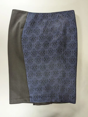 Falda lápiz Tahari Harper para mujer talla 6 negra azul lana cierre cremallera Foto 1 de 4