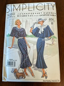 Simplicity 9360 60th Anniv Pattern Dress w/ Capelet 8 Gore Skirt sz 6-12 Uncut - Picture 1 of 2