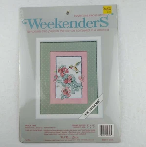 JCA Weekenders Countless Cross Stitch Kit #02723 SNACK TIME Hummingbird w/Mat - Picture 1 of 2