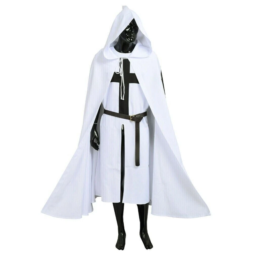 Túnica y Capa Blanca Caballero Teutónico Medieval Renacimiento Mejor Disfraz de Halloween Foto 1 de 2