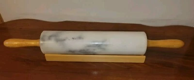 Marble Gourmet Rolling Pin w/ Wood Cradle Stand  - Image 1 of 4