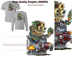 Three Eyed Mutant Nitro Monster Hot Rod Car BM Cartoon Gray T Shirt - Picture 1 of 4