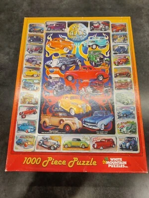Difícil de encontrar White Mountain Puzzle Hot Rods COMPLETO 1000 piezas rompecabezas Ford Chevy 2007 Foto 1 de 4