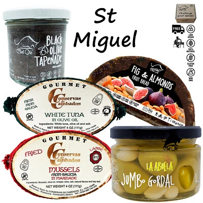 CHEF OLE BOXES St Miguel Gourmet Gift Basket.5 Artisan Appetizers.Tapas the Divine Spanish Food