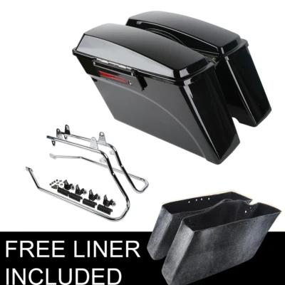 Hard Saddlebags &Conversion Bracket Fit For Harley Heritage Softail Fatboy 84-17 - Image 1 of 4