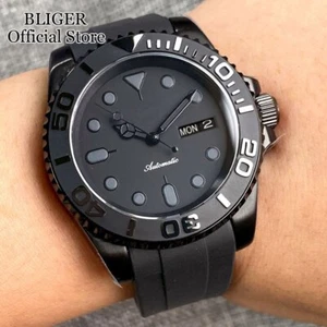 PVD Case 200M Waterproof NH36 Black Dial Date Week Automatic Men Diving Watch - Picture 1 of 16