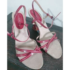 Markon Velma Women's 9M Red Wedge Heel Strappy Sandals and Sling back w/Buckle - Picture 1 of 5