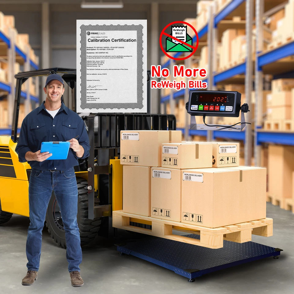 Nueva escala Prime Scales 10000 lb escala de palets/escala de piso con indicador 48x48" Cal-Cert Foto 1 de 4