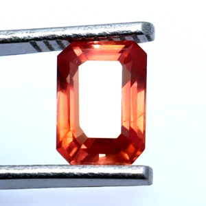 Zafiro naranja natural Padparadscha 2,20 quilates certificado piedra preciosa corte esmeralda - Imagen 1 de 7
