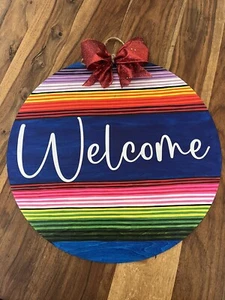 Welcome Sign Porch Decor Rustic Wooden Hangers Front Door Outdoor Home Hanging - Picture 1 of 1