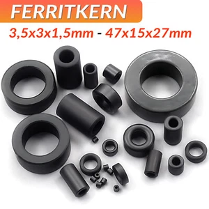 Ferrit Ferritkern Ferritperle Bead Ferrithülse Toroid Ring Kern Perle 13 Größen - Picture 1 of 20