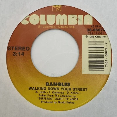Bangles - Walking Down Your Street / Let It Go - Columbia 45rpm Record (VG) - Image 1 of 2