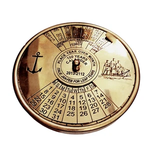 Calendario de latón coleccionable brújula náutico trabajo regalo hecho a mano artículo marítimo - Imagen 1 de 9