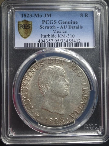 Mexico Empire of Iturbide Silver 8 Reales 1823 Mo JM, PCGS AU Details Cover