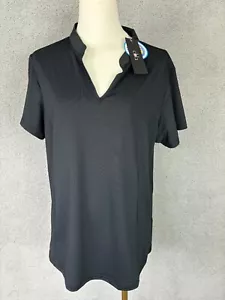 Women's Obla Short Sleeve Golf Shirt V-Neck Lightweight Quick Dry Black XL NWT's - Picture 1 of 9