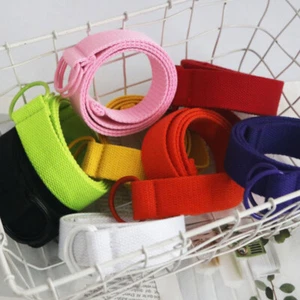 Kids Boy Girl 3cm Canvas Belt Double D Ring Buckle for School Uniform Pants Chic - Picture 1 of 22