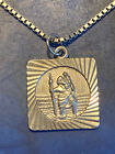 Vintage Sterling Silver 925 St Christopher Pendant/Necklace on Square Cube Chain