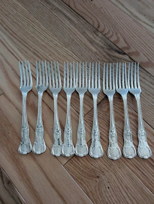 Tenedores de ensalada de caña y barton de la Marina de los Estados Unidos cubiertos patrón King’s de colección 7 1/4” con ancla Foto 1 de 4