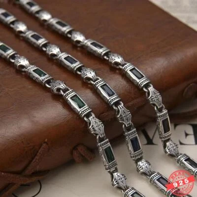 Pulsera turca de plata esterlina 925 real de 5 mm con cadena de cuentas y cilindros para hombre Foto 1 de 4