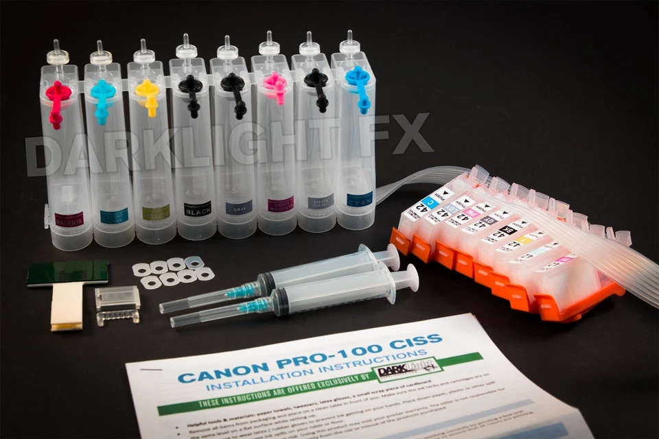 CISS for Canon Pro-100 CLI-42 cartridge w/ chip (no ink) Bulk Refill CIS System - Image 1 of 1