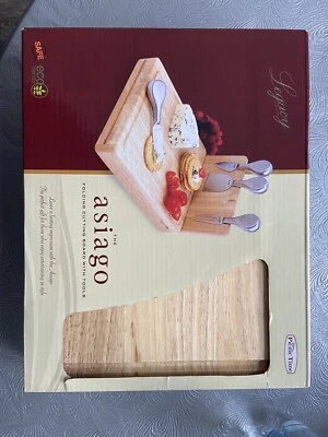 Folding Wood Cheese Board with Stainless Steel Tools Picnic Time Asiago NIB   - Image 1 of 4