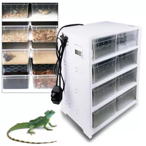 8PC Reptile Breeding Cabinet Insect Spider Pet Lizard Cage Feed Box w/Hygrometer - Picture 1 of 10