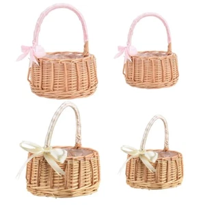 Flower Girl Basket Hand Woven Rattan Storage Basket Party Wedding Decoration UK - Picture 1 of 14