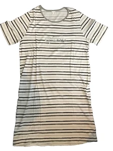 Camisón a rayas blanco y gris 10-12 manga corta algodón ropa de dormir para dama - Imagen 1 de 6