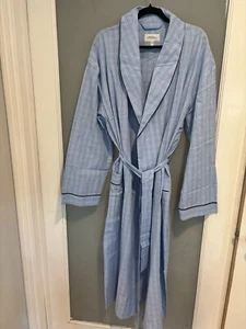 The Vermont Country Store Men's Blue Cotton  Robe L/XL NWOT - Picture 1 of 8