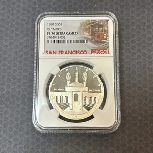 1984-S Olympics Commemorative Proof Silver Dollar, Discus, NGC PF 70 Ultra Cameo - Picture 1 of 2