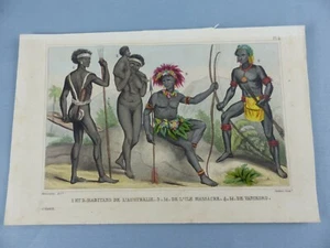GRAVURE ancienne vers 1850 costumes OCEANIE habitants Australie VANIKORO ,259 - Imagen 1 de 1