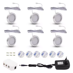 6 LED Unterbau-Leuchten Schrank-Licht Küchen-Lampe flach Aufputz-Strahler Spots - Bild 1 von 11