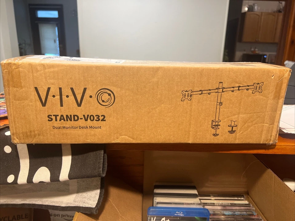 VIVO Black Dual Monitor Desk Mount Adjustable Stand, Fits Screens up to 32" - Image 1 of 1