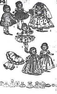 Doll Clothing Sewing Pattern for 8" Ginny Doll 1957
