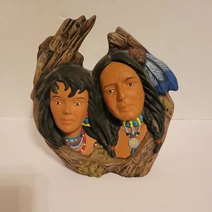 Ceramic Native American Couple Figurine  7" Tall 7" Wide Home Decor  - Picture 1 of 5